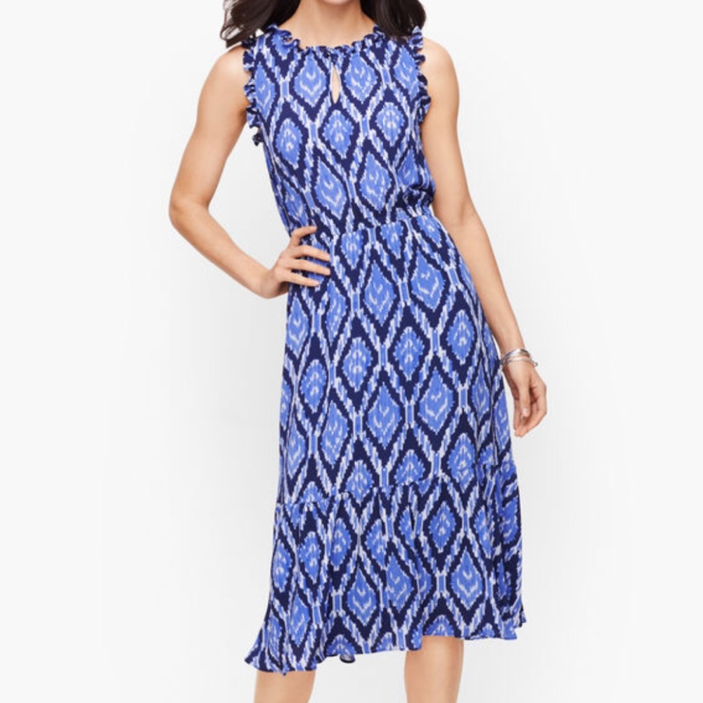 Talbots Blue and White Midi Dress